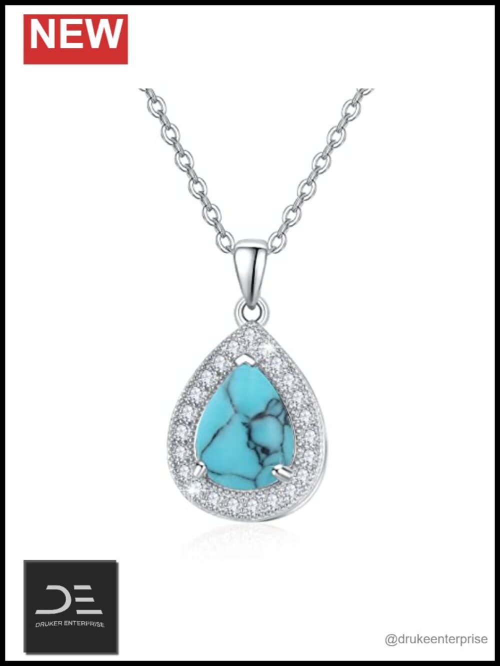 925 Sterling Silver Turquoise Pendant Necklace for Women Gift